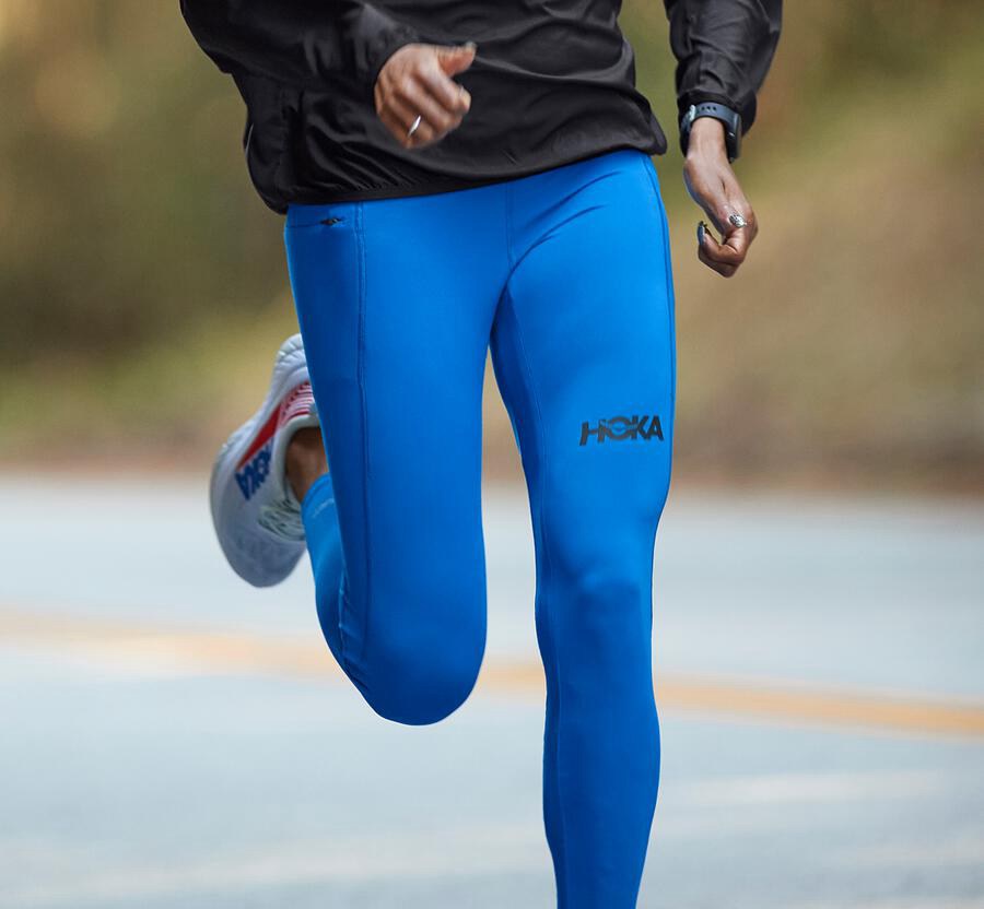 Pantalones Hoka One One Mujer Azules - Performance Crop Tight - ROAD01394